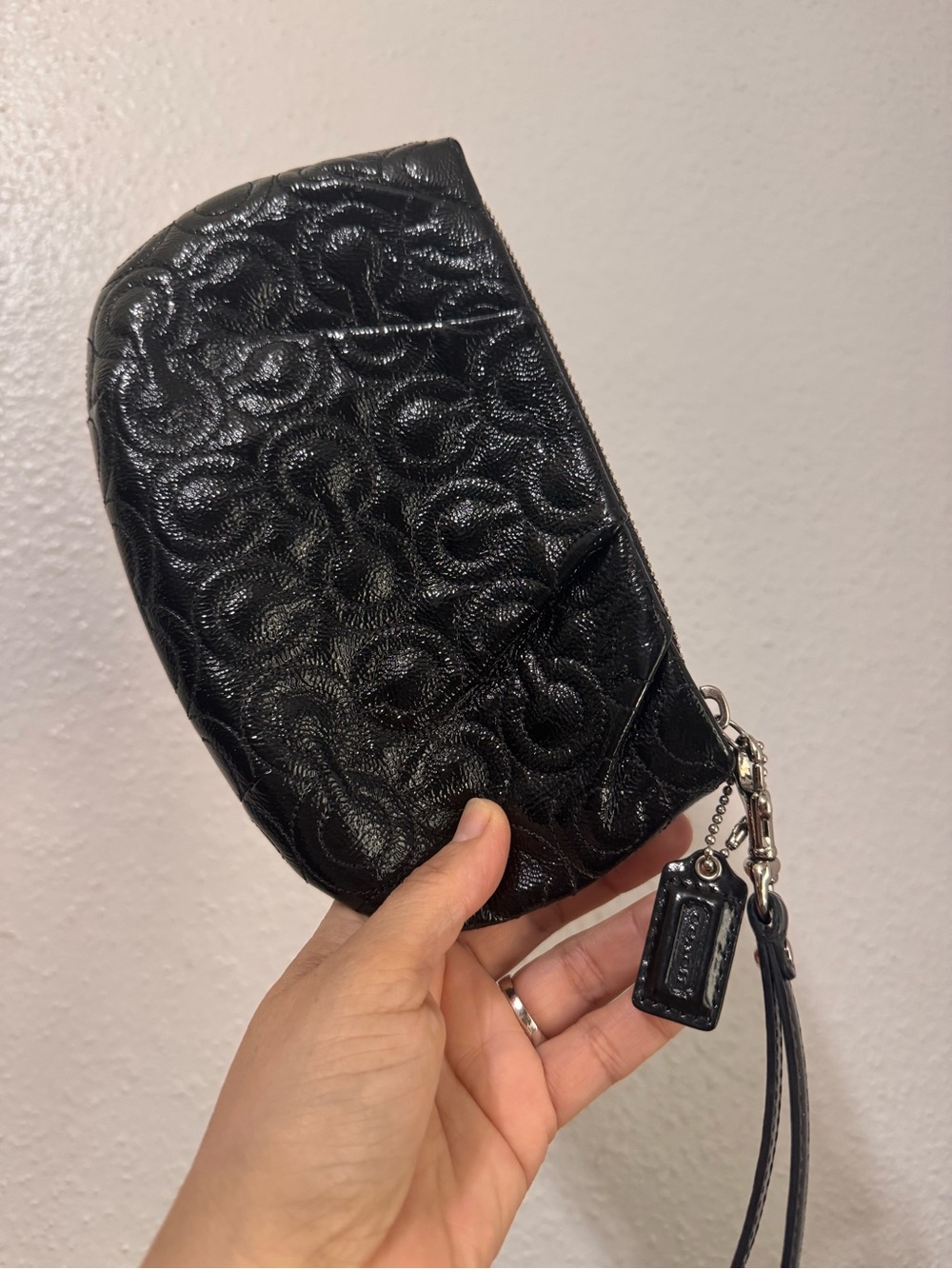 Coach Black Quilted Signature Leather Wristlet - Picture 6 of 12